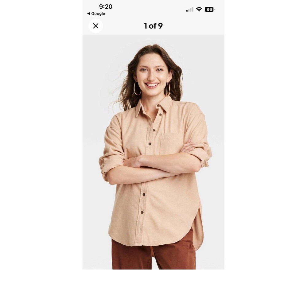 Women’s Universal Thread Soft Pink Oversized Fit Button Down Shirt Size Large